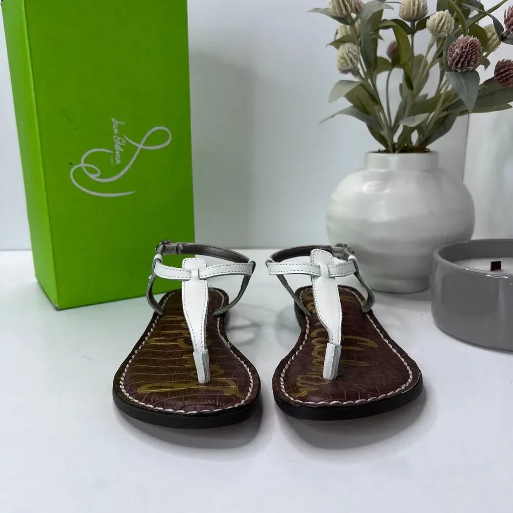 Sam Edelman Gigi Mini Leather Slingback T-Strap Sandals White Kid's 2M Tried On
